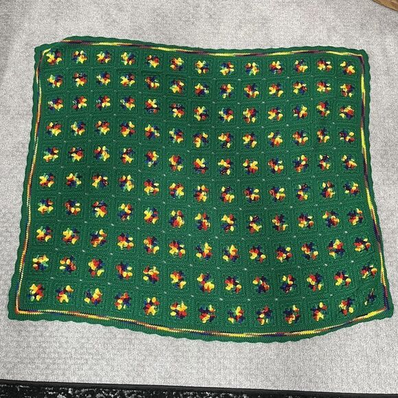 Vintage Rainbow Granny Square Thick Afghan Blanket Crochet 59" x 47" Roseanne - Picture 12 of 12